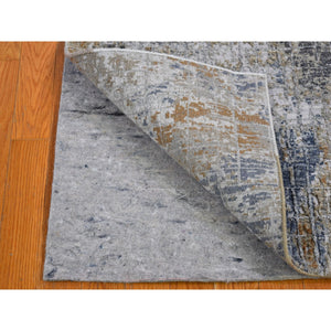2'6"x4'1" Wool Denser Weave Persian Knot Hand Knotted Silver Abstract Design Scatter Size Oriental Rug FWR400746