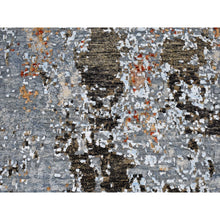 Load image into Gallery viewer, 2&#39;6&quot;x10&#39;3&quot; Silver Blue Abstract Design Wool Denser Weave Persian Knot Hand Knotted Runner Oriental Rug FWR400752