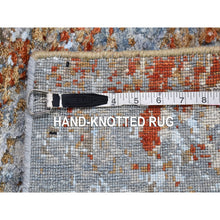 Load image into Gallery viewer, 2&#39;6&quot;x10&#39;3&quot; Silver Blue Abstract Design Wool Denser Weave Persian Knot Hand Knotted Runner Oriental Rug FWR400752