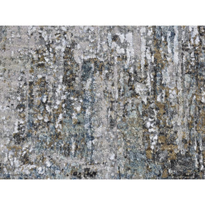 2'6"x4'4" Gray Persian Knot With Abstract Design Wool Denser Weave Hand Knotted Oriental Rug FWR400764