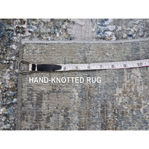 2'6"x4'4" Gray Persian Knot With Abstract Design Wool Denser Weave Hand Knotted Oriental Rug FWR400764