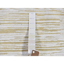 Load image into Gallery viewer, 12&#39;x12&#39; Striae Design Hand Knotted Ivory Silk With Textured Wool Tone On Tone Hi-low Pile Round Oriental Rug FWR400788