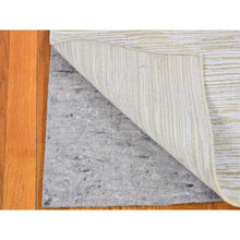 Load image into Gallery viewer, 4&#39;3&quot;x6&#39;1&quot; Ivory Silk With Textured Wool Tone On Tone Striae Design Hand Knotted Hi-low Pile Oriental Rug FWR400848