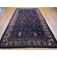 Load image into Gallery viewer, 7&#39;2&quot;x13&#39;1&quot; Midnight Blue Antique Persian Bakhtiar Good Condition Longer Shape Vase And Flower All Over Design Hand Knotted Pure Wool Clean Oriental Rug FWR400854