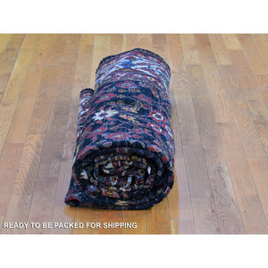 7'2"x13'1" Midnight Blue Antique Persian Bakhtiar Good Condition Longer Shape Vase And Flower All Over Design Hand Knotted Pure Wool Clean Oriental Rug FWR400854