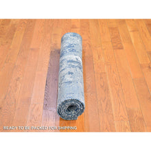 Load image into Gallery viewer, 3&#39;1&quot;x5&#39;1&quot; Blue Oceanic Abstract Design Hi-low Pile Wool And Pure Silk Denser Weave Hand Knotted Oriental Rug FWR400890