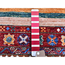 Load image into Gallery viewer, 2&#39;8&quot;x8&#39;3&quot; Red Super Kazak Khorjin Design With Colorful Tassels Pure Wool Hand Knotted Wide Runner Oriental Rug FWR400968