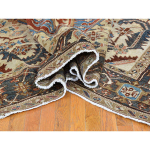 9'5"x12'7" Terracotta Antique Persian Heriz Good Condition Serrated Leaf Design Natural Wool Clean Hand Knotted Oriental Rug FWR401034