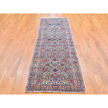 Load image into Gallery viewer, 2&#39;8&quot;x11&#39;6&quot; Ivory Antique Persian Kerman Runner Good Condition Multicolor Flower And Vase Design Organic Wool Hand Knotted Oriental Rug FWR401040