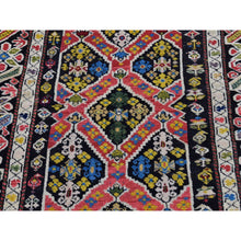 Load image into Gallery viewer, 3&#39;1&quot;x14&#39;3&quot; Green Antique Caucasian Wide Runner High Kpsi, Good Condition With Hand Knotted Chocolate Brown Pure Wool Oriental Rug FWR401052