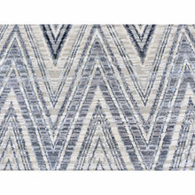Load image into Gallery viewer, 9&#39;1&quot;x12&#39;3&quot; Ivory Chevron Design Textured Wool And Pure Silk Hand Knotted Modern Oriental Rug FWR401058