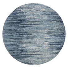Load image into Gallery viewer, 10&#39;x10&#39; Blue Oceanic Pure Wool Horizontal Ombre Design Round Hand Knotted Oriental Rug FWR401064