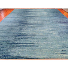 Load image into Gallery viewer, 14&#39;1&quot;x18&#39; Oversized Blue Oceanic Pure Wool Horizontal Ombre Design Hand Knotted Oriental Rug FWR401082