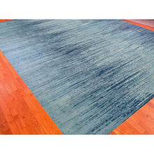 Load image into Gallery viewer, 14&#39;1&quot;x18&#39; Oversized Blue Oceanic Pure Wool Horizontal Ombre Design Hand Knotted Oriental Rug FWR401082
