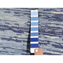 Load image into Gallery viewer, 14&#39;1&quot;x18&#39; Oversized Blue Oceanic Pure Wool Horizontal Ombre Design Hand Knotted Oriental Rug FWR401082