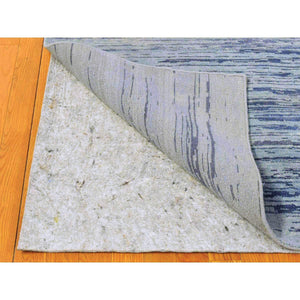 14'1"x18' Oversized Blue Oceanic Pure Wool Horizontal Ombre Design Hand Knotted Oriental Rug FWR401082