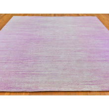 Load image into Gallery viewer, 10&#39;x14&#39;2&quot; Thick And Plush Pure Wool Only Horizontal Ombre Design Pink With Touches Of Ivory Hand Knotted Oriental Rug FWR401088