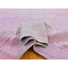 Load image into Gallery viewer, 10&#39;x14&#39;2&quot; Thick And Plush Pure Wool Only Horizontal Ombre Design Pink With Touches Of Ivory Hand Knotted Oriental Rug FWR401088