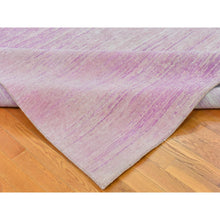 Load image into Gallery viewer, 10&#39;x14&#39;2&quot; Thick And Plush Pure Wool Only Horizontal Ombre Design Pink With Touches Of Ivory Hand Knotted Oriental Rug FWR401088