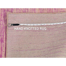 Load image into Gallery viewer, 10&#39;x14&#39;2&quot; Thick And Plush Pure Wool Only Horizontal Ombre Design Pink With Touches Of Ivory Hand Knotted Oriental Rug FWR401088