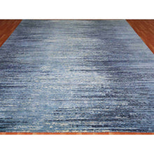 Load image into Gallery viewer, 8&#39;1&quot;x8&#39;1&quot; Pure Wool Horizontal Ombre Design Blue Oceanic Hand Knotted Square Oriental Rug FWR401106
