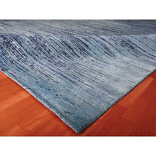Load image into Gallery viewer, 8&#39;1&quot;x8&#39;1&quot; Pure Wool Horizontal Ombre Design Blue Oceanic Hand Knotted Square Oriental Rug FWR401106