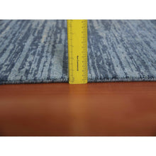 Load image into Gallery viewer, 8&#39;1&quot;x8&#39;1&quot; Pure Wool Horizontal Ombre Design Blue Oceanic Hand Knotted Square Oriental Rug FWR401106