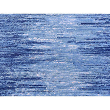 Load image into Gallery viewer, 3&#39;x5&#39;2&quot; Blue Oceanic Zero Pile Pure Wool Horizontal Ombre Design Hand Knotted Scatter Size Oriental Rug FWR401142