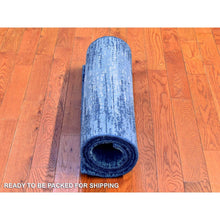 Load image into Gallery viewer, 3&#39;x5&#39;2&quot; Blue Oceanic Zero Pile Pure Wool Horizontal Ombre Design Hand Knotted Scatter Size Oriental Rug FWR401142