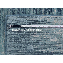Load image into Gallery viewer, 3&#39;x5&#39;2&quot; Blue Oceanic Zero Pile Pure Wool Horizontal Ombre Design Hand Knotted Scatter Size Oriental Rug FWR401142