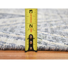 Load image into Gallery viewer, 9&#39;10&quot;x14&#39;3&quot; Chevron Design Modern Textured Wool And Pure Silk Hand Knotted Ivory Oriental Rug FWR401244