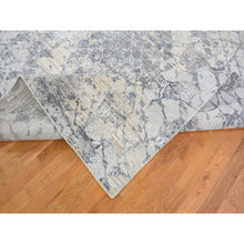 Load image into Gallery viewer, 10&#39;1&quot;x14&#39;2&quot; Pure Silk And Textured Wool Gray With Touches Of Beige Hand Knotted Modern Design Oriental Rug FWR401250
