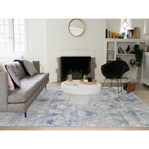 9'x12'1" Modern Hand Knotted Ivory Large Elements With Pastels Silk With Textured Wool Oriental Rug FWR401256