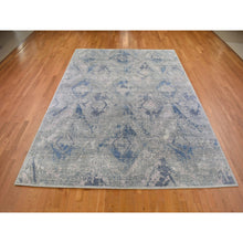 Load image into Gallery viewer, 9&#39;x12&#39;1&quot; Modern Hand Knotted Ivory Large Elements With Pastels Silk With Textured Wool Oriental Rug FWR401256