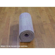 Load image into Gallery viewer, 2&#39;6&quot;x12&#39;4&quot; Pink With Touches Of Ivory Hand Knotted Thick And Plush Pure Wool Only Horizontal Ombre Design Oriental Runner Rug FWR401262
