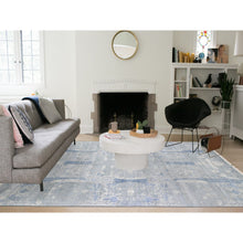 Load image into Gallery viewer, 9&#39;x12&#39;2&quot; Wool And Pure Silk Hand Knotted Blue Jewellery Design With Soft Colors Oriental Rug FWR401724