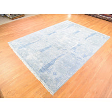 Load image into Gallery viewer, 9&#39;x12&#39;2&quot; Wool And Pure Silk Hand Knotted Blue Jewellery Design With Soft Colors Oriental Rug FWR401724