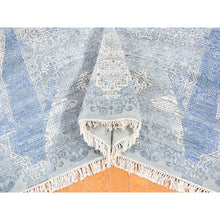 Load image into Gallery viewer, 9&#39;x12&#39;2&quot; Wool And Pure Silk Hand Knotted Blue Jewellery Design With Soft Colors Oriental Rug FWR401724