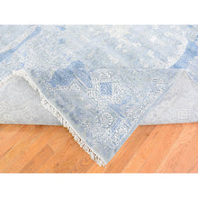 Load image into Gallery viewer, 9&#39;x12&#39;2&quot; Wool And Pure Silk Hand Knotted Blue Jewellery Design With Soft Colors Oriental Rug FWR401724