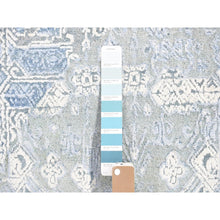 Load image into Gallery viewer, 9&#39;x12&#39;2&quot; Wool And Pure Silk Hand Knotted Blue Jewellery Design With Soft Colors Oriental Rug FWR401724