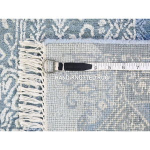 9'x12'2" Wool And Pure Silk Hand Knotted Blue Jewellery Design With Soft Colors Oriental Rug FWR401724