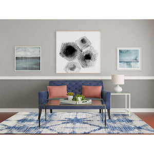 6'1"x9'1" Blue And White Extremely Durable Modern Hand Knotted Pure Silk And Textured Wool Oriental Rug FWR401742