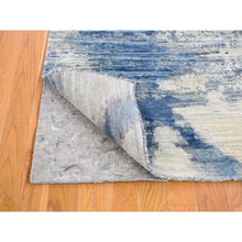 Load image into Gallery viewer, 6&#39;1&quot;x9&#39;1&quot; Blue And White Extremely Durable Modern Hand Knotted Pure Silk And Textured Wool Oriental Rug FWR401742