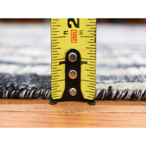 8'x10'1" Zig Zag Design Black And White Pure Silk And Textured Wool Extremely Durable Oriental Rug FWR401748
