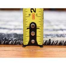 Load image into Gallery viewer, 8&#39;x10&#39;1&quot; Zig Zag Design Black And White Pure Silk And Textured Wool Extremely Durable Oriental Rug FWR401748