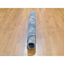 Load image into Gallery viewer, 6&#39;2&quot;x6&#39;2&quot; Hand Knotted Blue Abstract Design With Soft Colors Wool And Real Silk Oriental Round Rug FWR401766