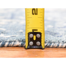 Load image into Gallery viewer, 4&#39;1&quot;x10&#39;2&quot; Wool And Real Silk Hand Knotted Blue Abstract Design With Soft Colors Oriental Runner Rug FWR401778