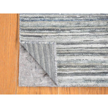 Load image into Gallery viewer, 2&#39;x3&#39; Ivory Modern, Wool And Pure Silk With Striae Design, Hand Knotted, Oriental, Mat Rug FWR401796