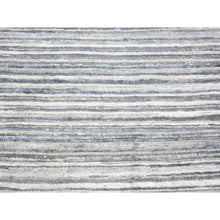 Load image into Gallery viewer, 2&#39;x3&#39; Ivory Modern, Wool And Pure Silk With Striae Design, Hand Knotted, Oriental, Mat Rug FWR401796