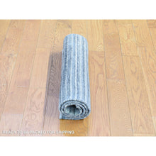 Load image into Gallery viewer, 2&#39;x3&#39; Ivory Modern, Wool And Pure Silk With Striae Design, Hand Knotted, Oriental, Mat Rug FWR401796